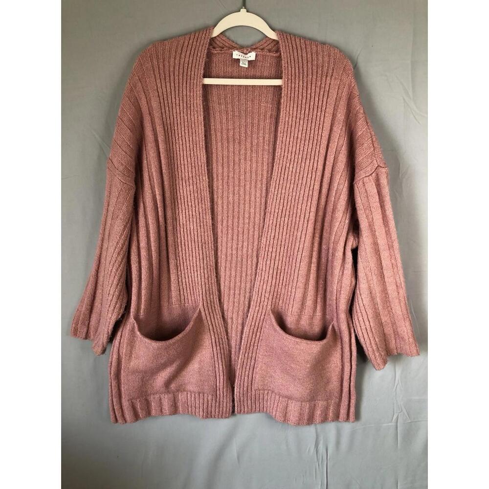 TopShop Open Cardigan Size Small Chunky Knit Sweater Pink Rose Color